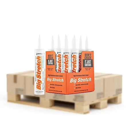 Big Stretch Caulk, 10.5 oz, Cartridge, Clear, Water Base, 12 PK 10006